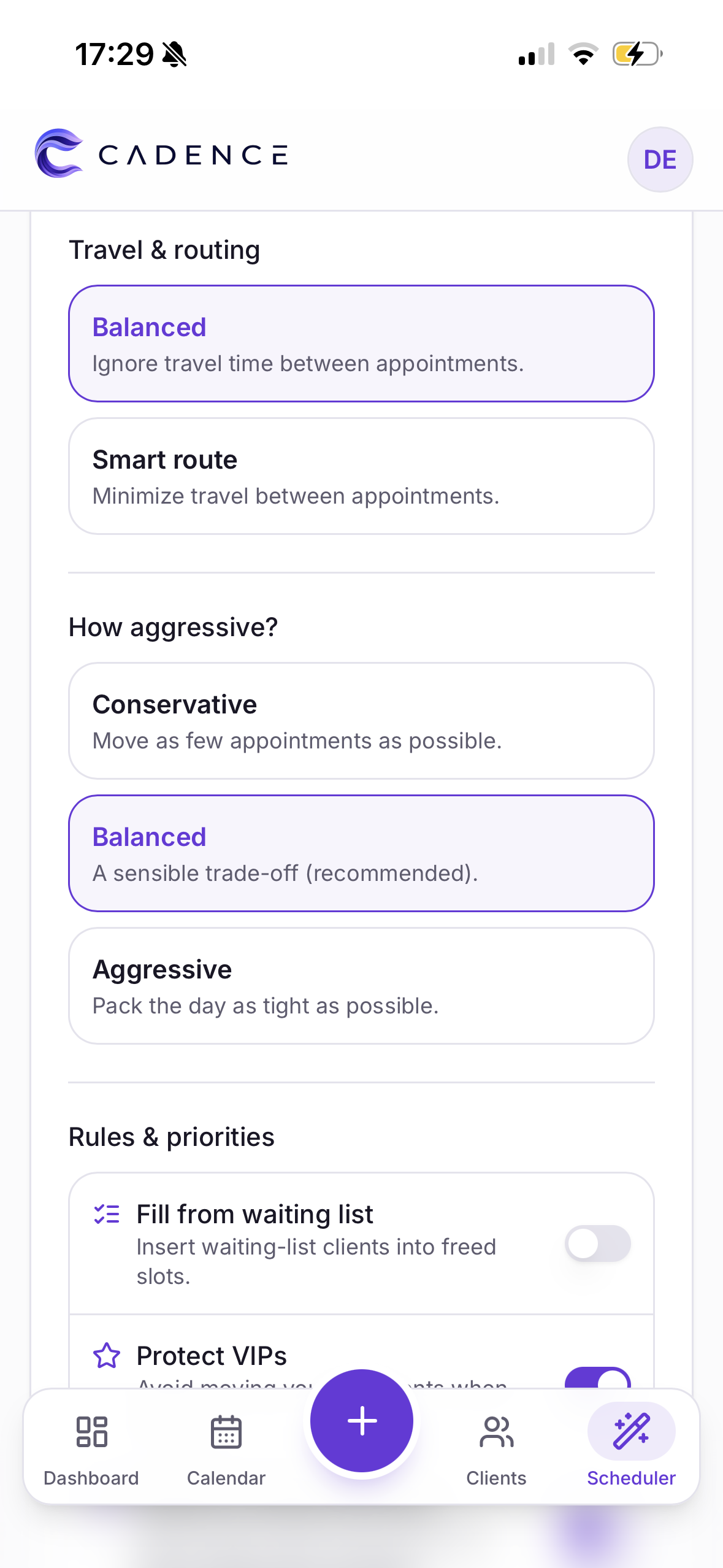 Cadence mobile app