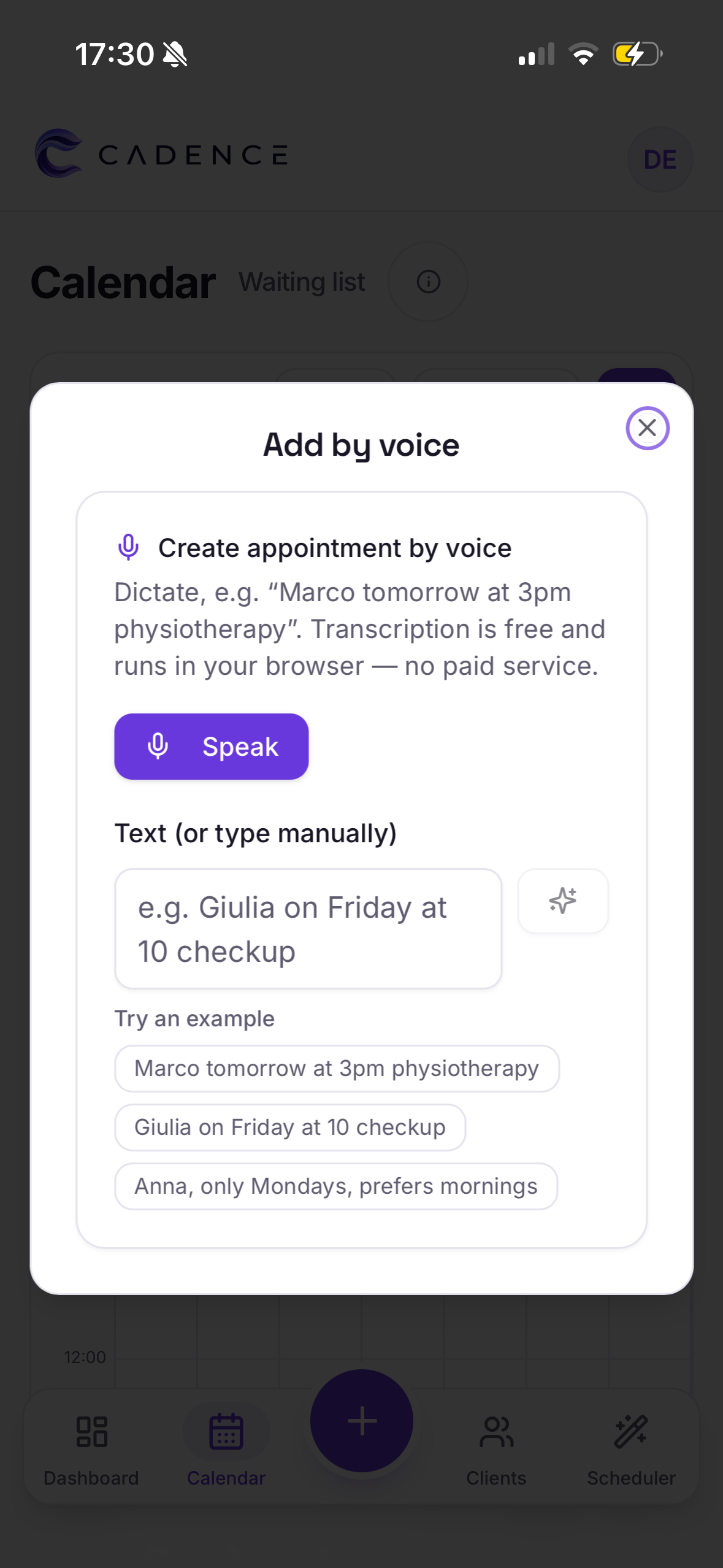 Cadence mobile app